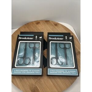 Brookstone 3" Rounded Tip Scissors Premium Quality 2-Pack Black Coated Stainless